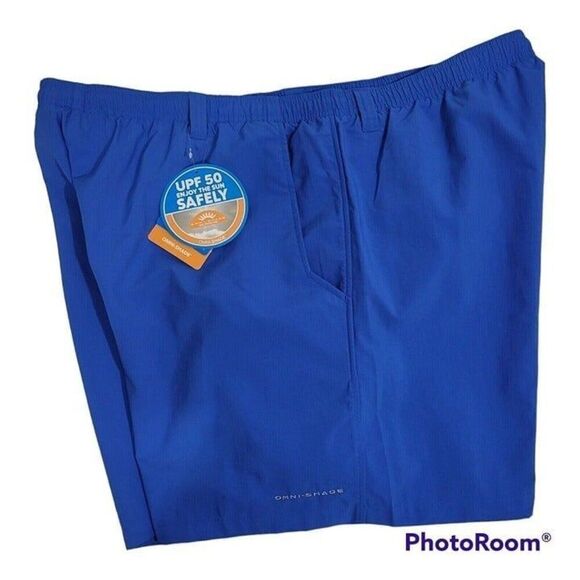 Columbia PFG Swim Trunks Mens XXL 2XL Omni-Shade Fishing Shorts Blue UPF 50 NEW - Picture 6 of 14